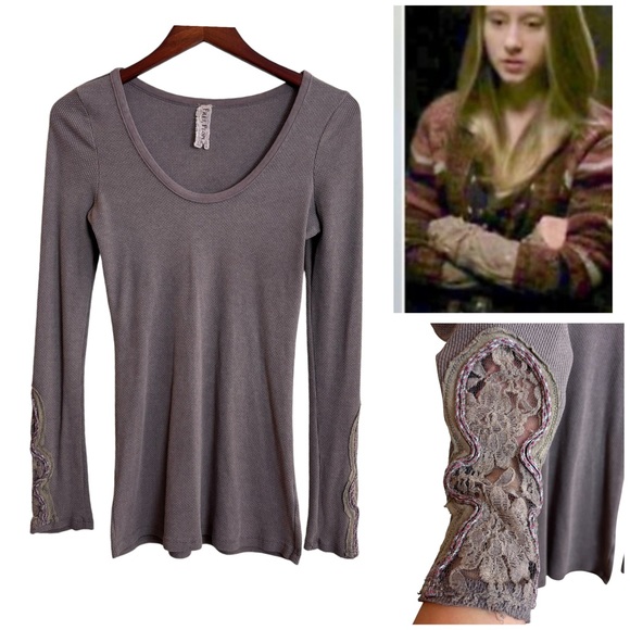 RARE Free People Crafty Cuff Mocha Brown Thermal Top ASO Violet Harmon on AHS - Picture 1 of 16
